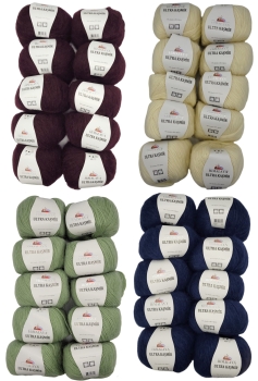 500 g Himalaya Kasmir Strickgarn einfarbig, 10 x 50 Gramm Strickwolle mit 25% Alpaca Wolle, uni